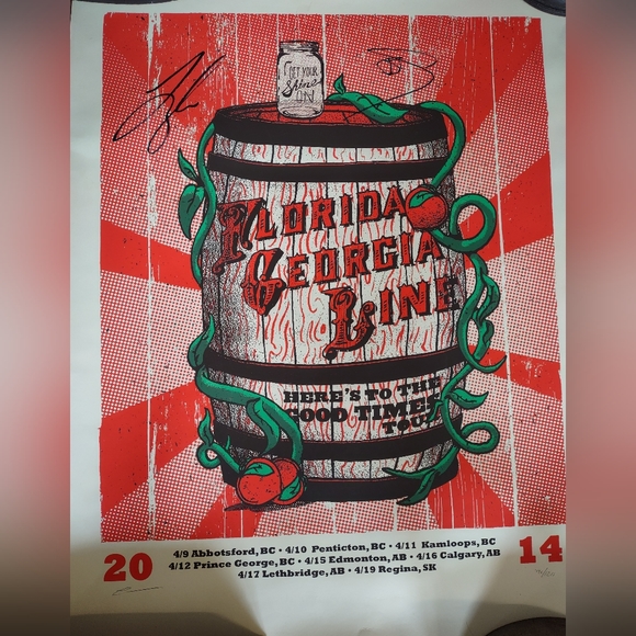 Florida Georgia Line Signed Poster and Belt Buckle - Picture 9 of 9